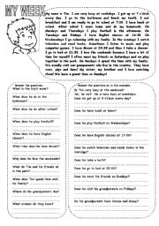 English Worksheet: MY WEEK