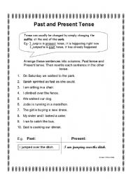 English worksheet: Past and Present Tense Activity