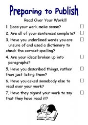 English Worksheet: Preparing to Publish Checklist