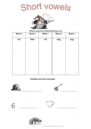 English Worksheet: Short vowel practice