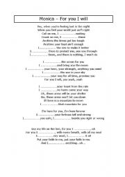 English Worksheet: song to present the simple future