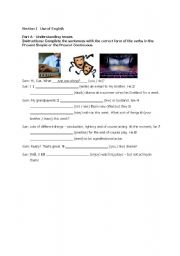 English worksheet: Worksheet on present simple & present continuous&present perfect & phrasal verbs