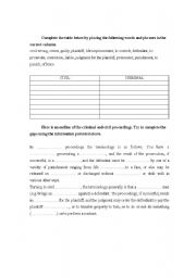 English Worksheet: Civil vs criminal law