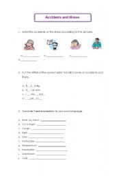 English worksheet: Accidents and ilness