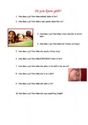 English worksheet: Do you know girls? - emotions