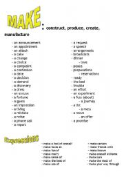 English Worksheet: MAKE and DO