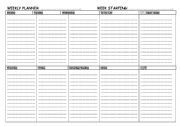 English worksheet: Weekly Planner- Laandscape