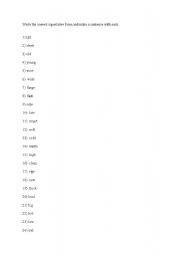 English worksheet: COMPARATIVE AND SUPERLATIVE