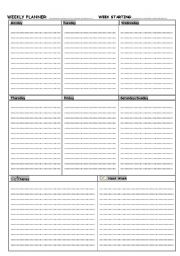 English worksheet: Weekly planner - portrait