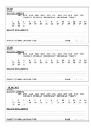 English worksheet: a An easy absentee form to send home