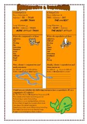 English Worksheet: Comparative &Superlative Adjetives (Animals & Sports vocabulary)