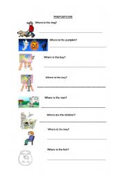 English worksheet: prepositions of place