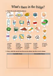 English Worksheet: What is in the fridge? (2 pages)