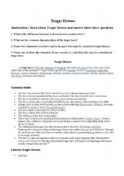 English Worksheet: Tragic Heroes