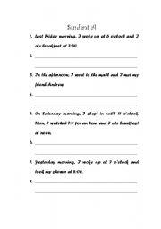 English worksheet: Split Dictation - Simple Past