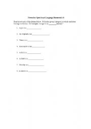 English worksheet: November Speech and Language Homework