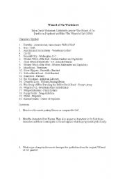 English worksheet: Wizard of Oz