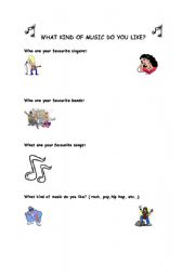 English worksheet: What kind of music do you like?