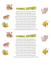 English worksheet: Animal rhymes