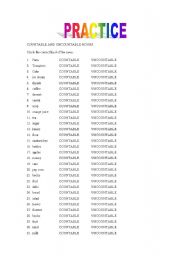 English worksheet: countable and uncountable