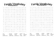 English Worksheet: Family Wordsearch