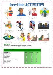 English Worksheet: free-time activities