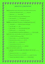 English Worksheet: Adjectives+Prepositions