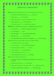 English worksheet: Adjectives+Prepositions