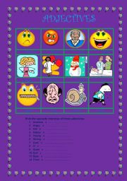 English worksheet: adjectives