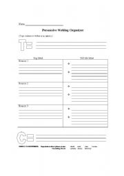 English worksheet: Persuasive Writing Organizer