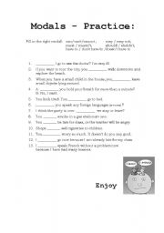 English Worksheet: modals