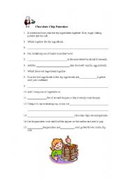 English worksheet: Imperatives - Making Chocolate Chip Pancakes (using a YouTube video)