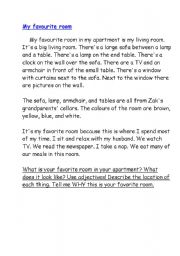 English Worksheet: MY FAVOURITE ROOM