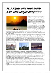 English Worksheet: Istanbul ,one thousand and one night city 1