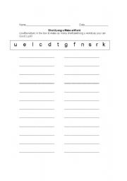 English Worksheet: shor u/long u make a word