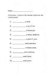 English worksheet: Contactions with Will