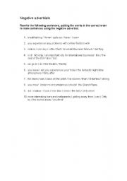 English worksheet: Negative Adverbials