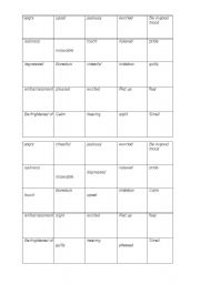 English Worksheet: Bingo game