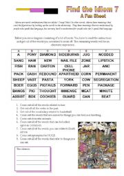 English Worksheet: Find the Idiom 7