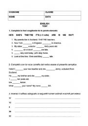 English worksheet: simple present test