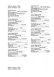 English worksheet: Three doors down Here without you