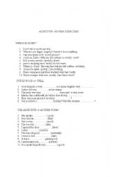 English worksheet: adjectives- adverbs