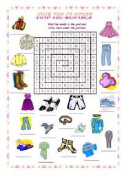 English Worksheet: Find the clothes