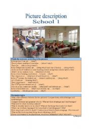 English Worksheet: Picture Description - School 1