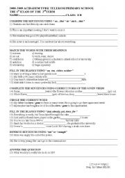 English Worksheet: Exam paper of the 8th grade students