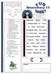 English Worksheet: Fun Sheet Elementary 13