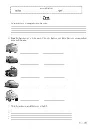 English Worksheet: movie cars