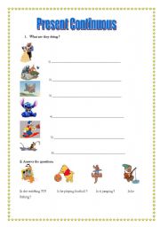 English Worksheet: Present continuous with Disney.