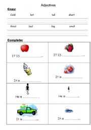 English worksheet: adjectives