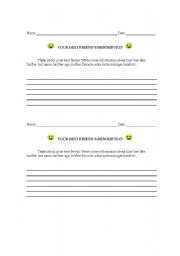 English Worksheet: best friends description